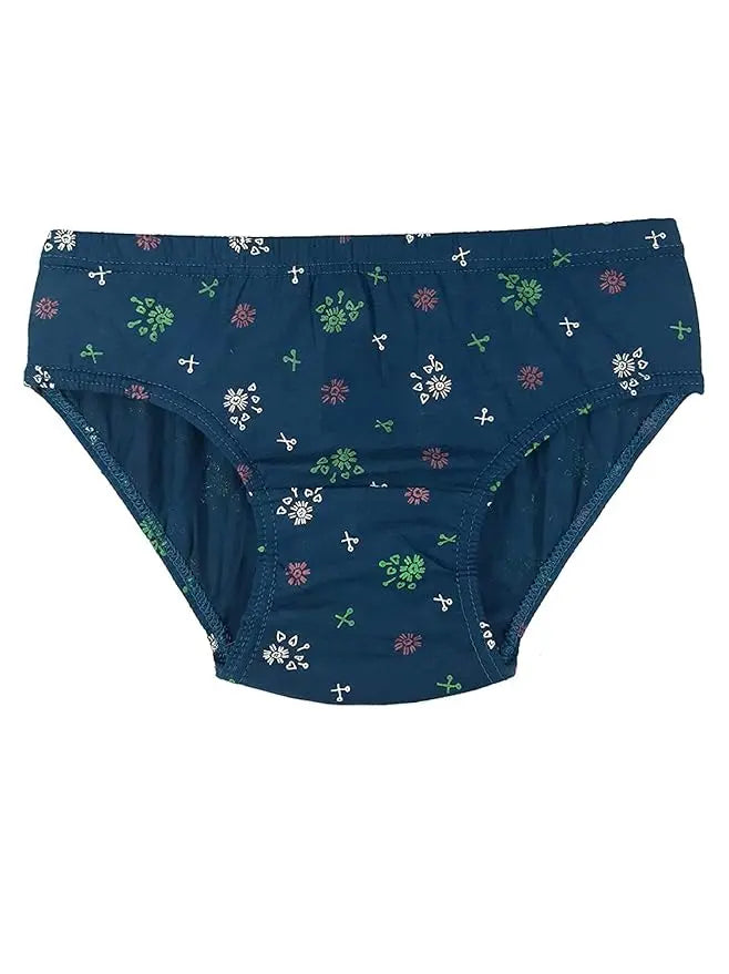 Women’s hipster panties in dark blue with small multicolor floral and cross pattern