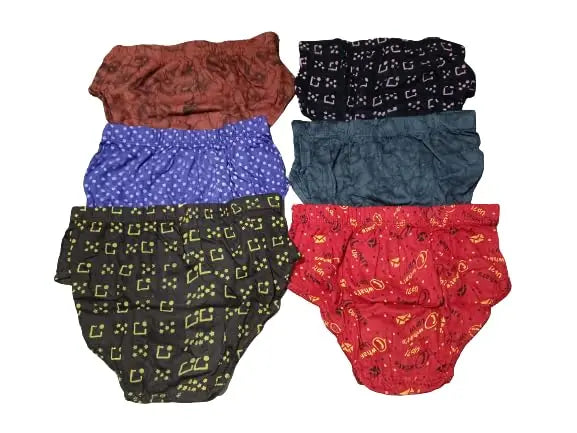 Pack of 6 women's hipster panties, assorted colors with geometric patterns