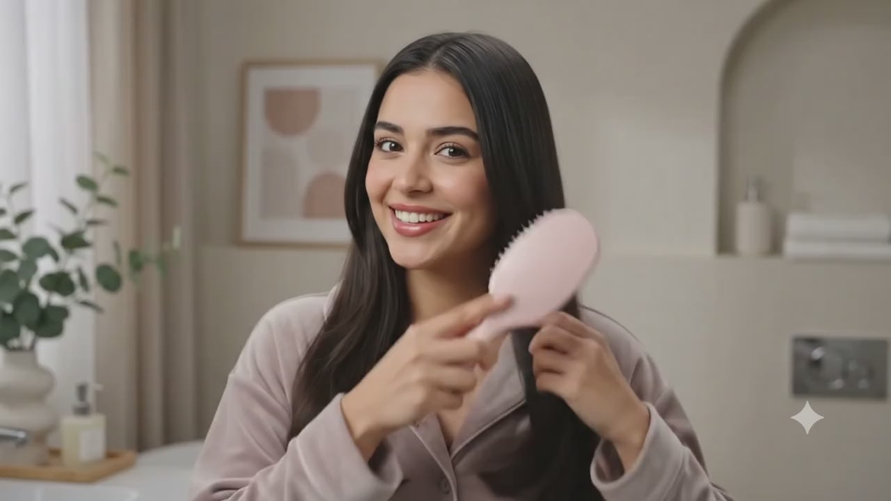 Self-Cleaning Hair Brush with One-Click Hair Removal | Detangling & Scalp Massage Brush